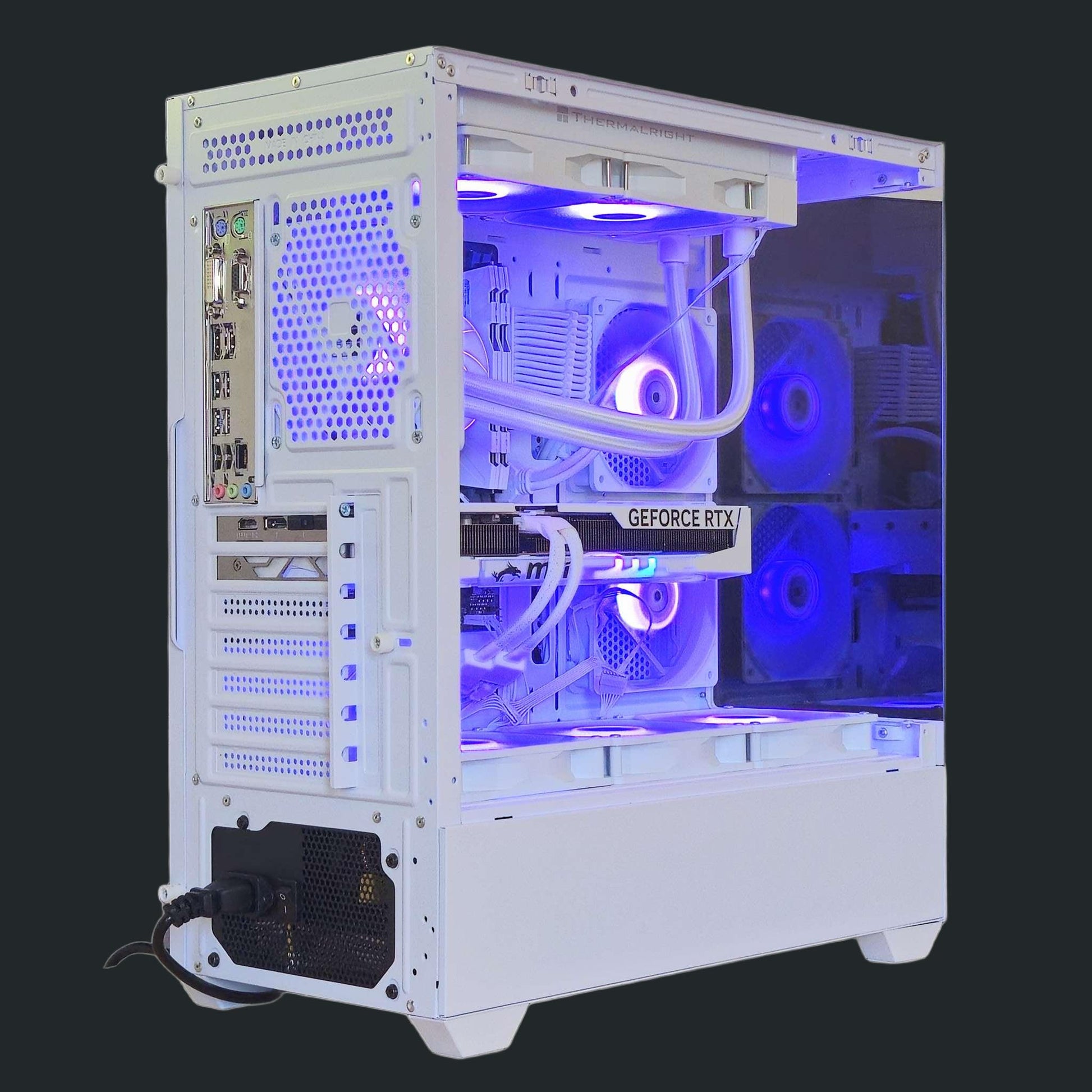 best gaming pc with rear io panel and full connectivity in white rgb tempered glass case