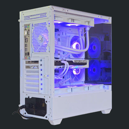 best gaming pc with rear io panel and full connectivity in white rgb tempered glass case