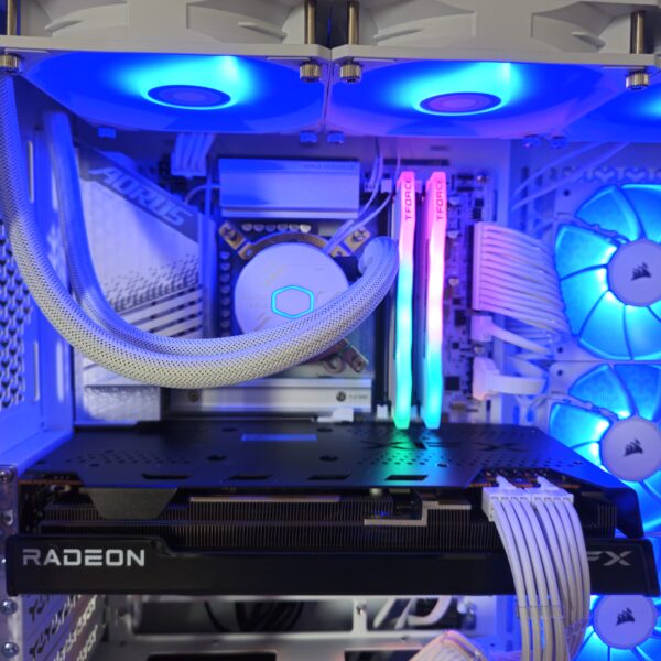 Custom Gaming PC - RGB White Case Gaming Build - AIO Cooler GPU RAM - Side view